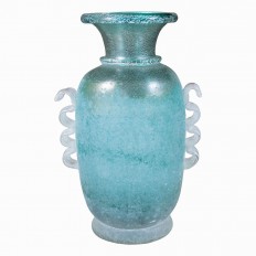 Green amphora style Murano glass vase